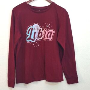 SLIGHTLY USED MAROON LIBRA ZODIAC SLEEP SHIRT SLEEP JUSTICE LIVE LIFE CHASE